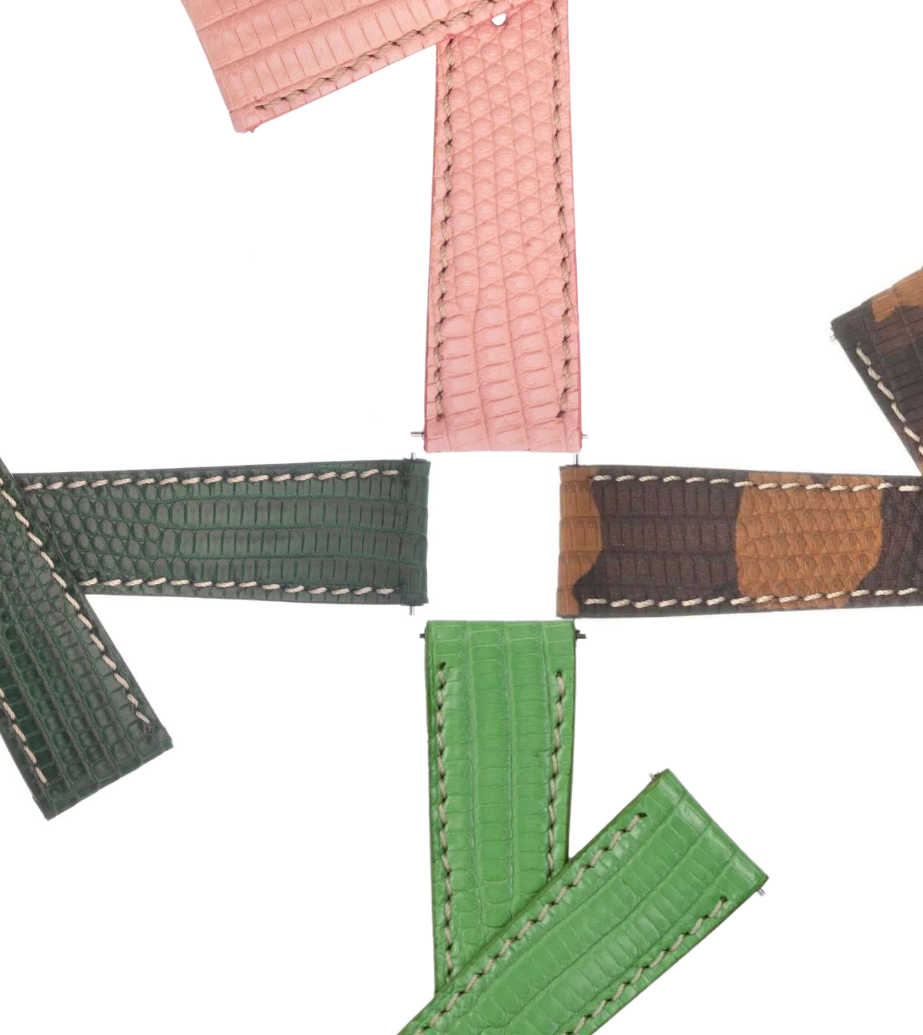 our lizard leather watch straps offer a unique texture with a sleek, elegant finish. Crafted from premium lizard leather, these straps bring a sophisticated touch to any timepiece.