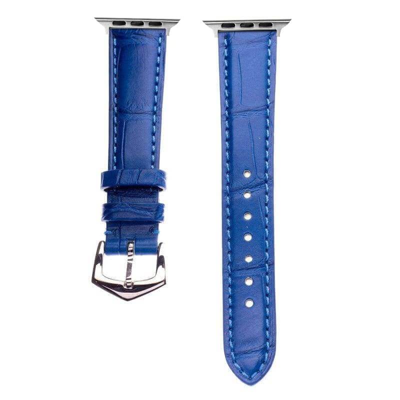 Apple Watch Leather Band ™ Light Blue Matt Alligator Watch Band - Apple Watch Alligator Bands- Milano Straps