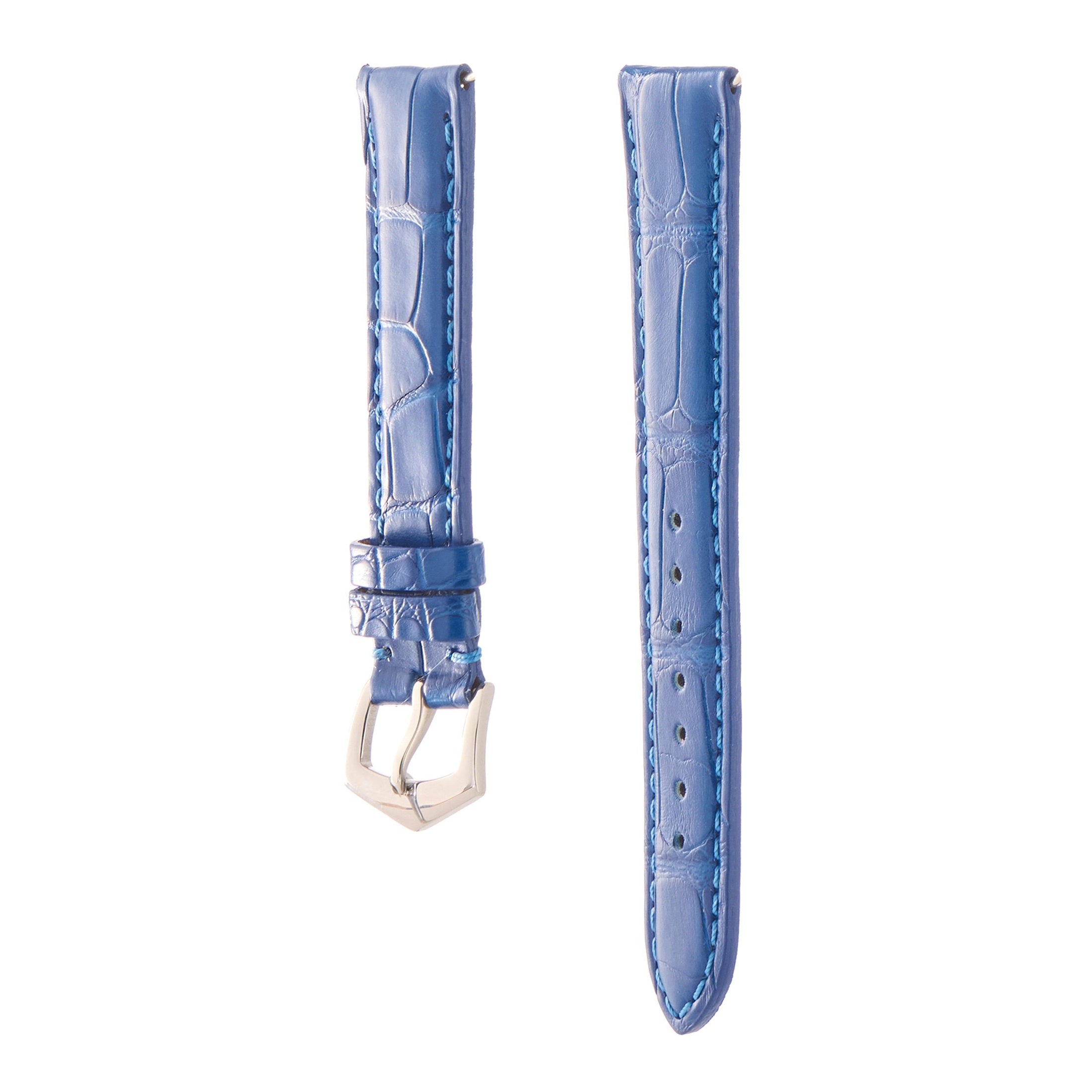 Matt Light Blue Alligator Watch Strap | Milano Straps featuring premium leather and classic tapering design.