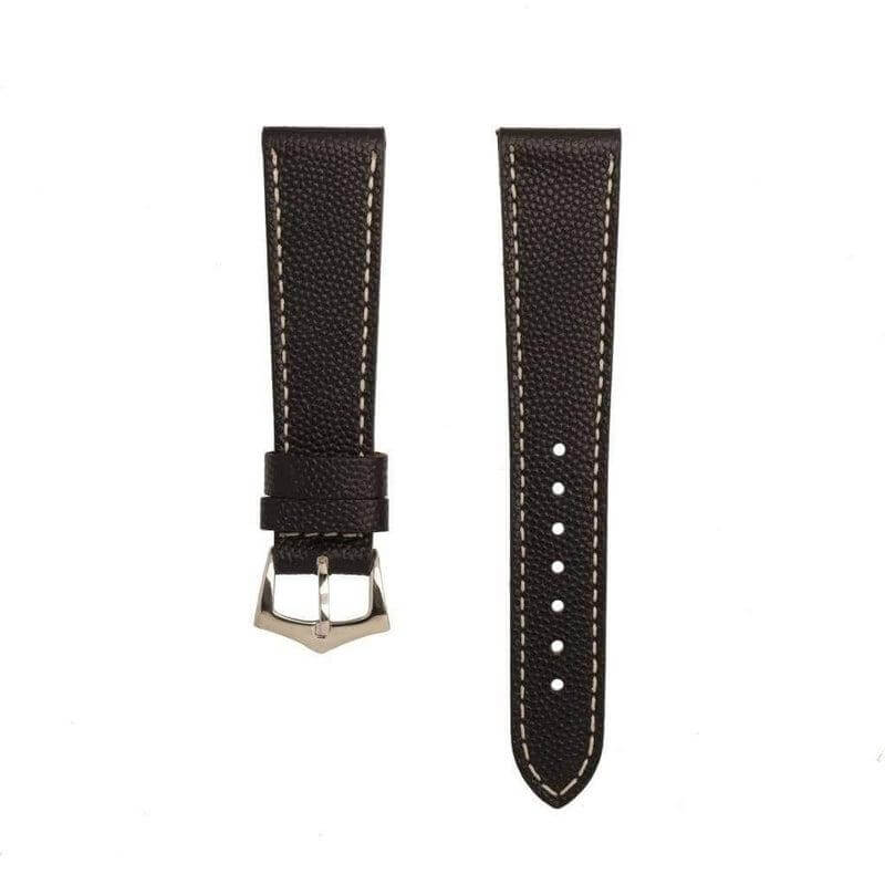 Black Hammered Calfskin Ecru Stitches Watch strap - Leather strap- Milano Straps