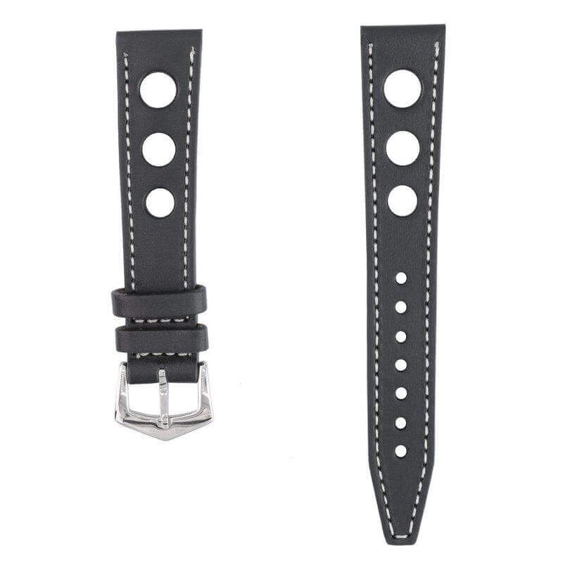 Black "Rally" Leather Watch Strap - Leather strap- Milano Straps