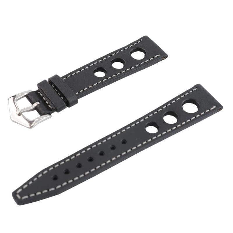 Black "Rally" Leather Watch Strap - Leather strap- Milano Straps