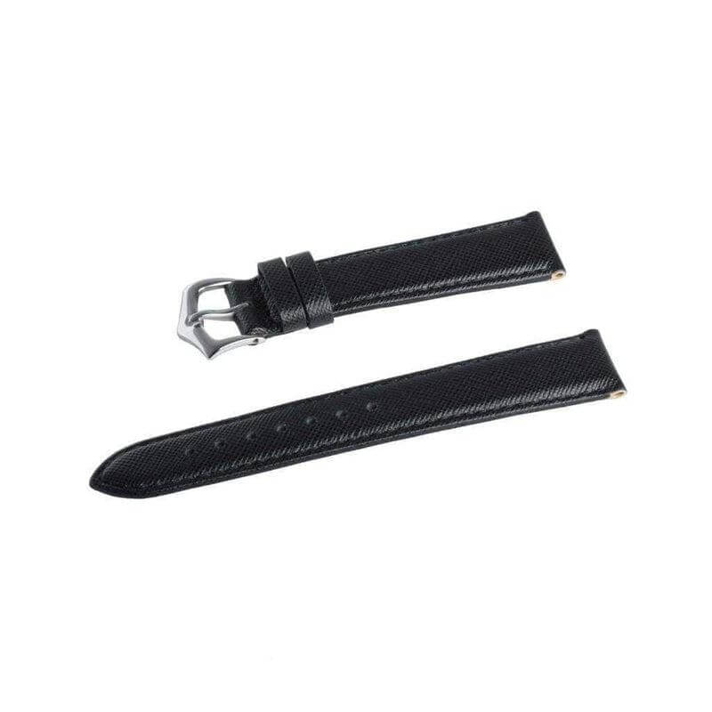 Black Saffiano Folded Edge Black Stitches Watch Strap - Leather strap- Milano Straps