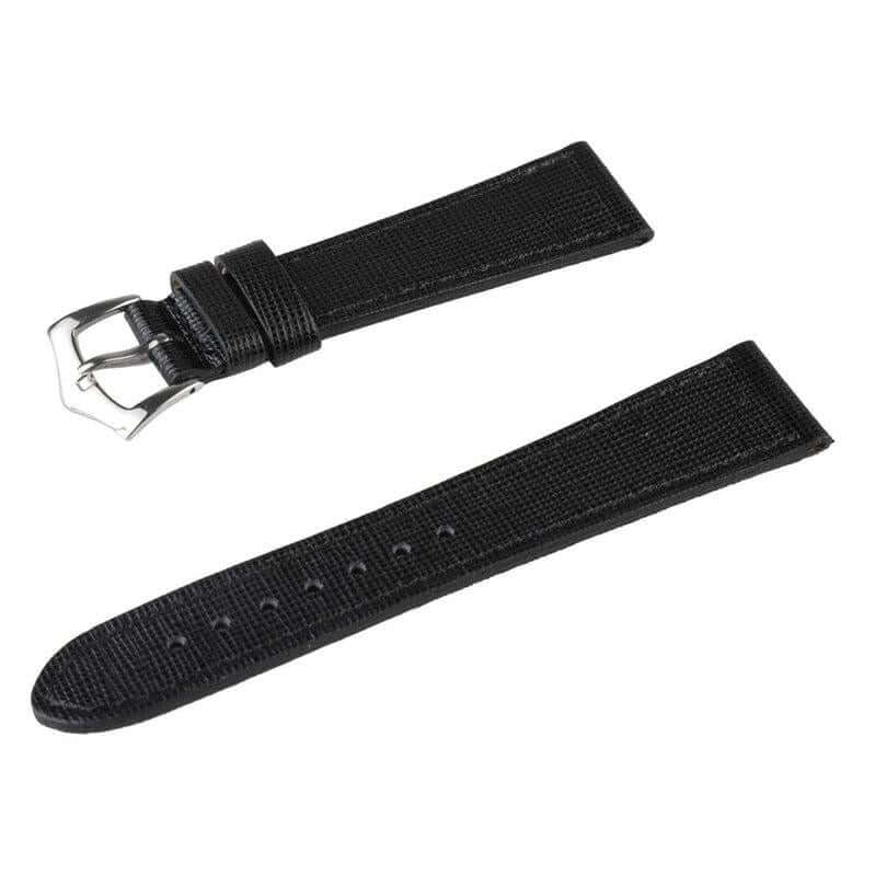 Black Saffiano Leather Watch Strap Tone Stitches - Leather strap- Milano Straps