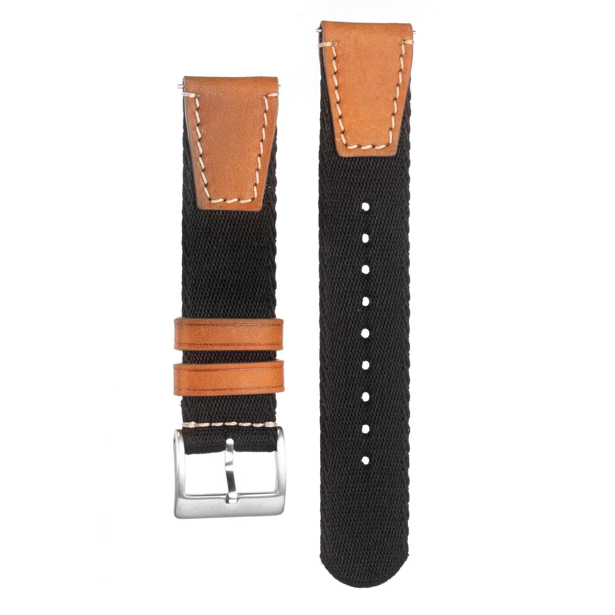 Black Two Piece Eco-Friendly Nylon Military Strap - Military Watch Strap- Milano Straps