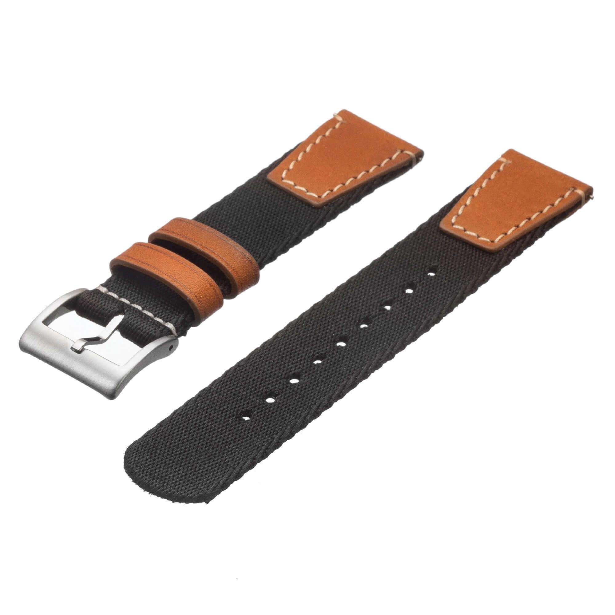 Black Two Piece Eco-Friendly Nylon Military Strap - Military Watch Strap- Milano Straps