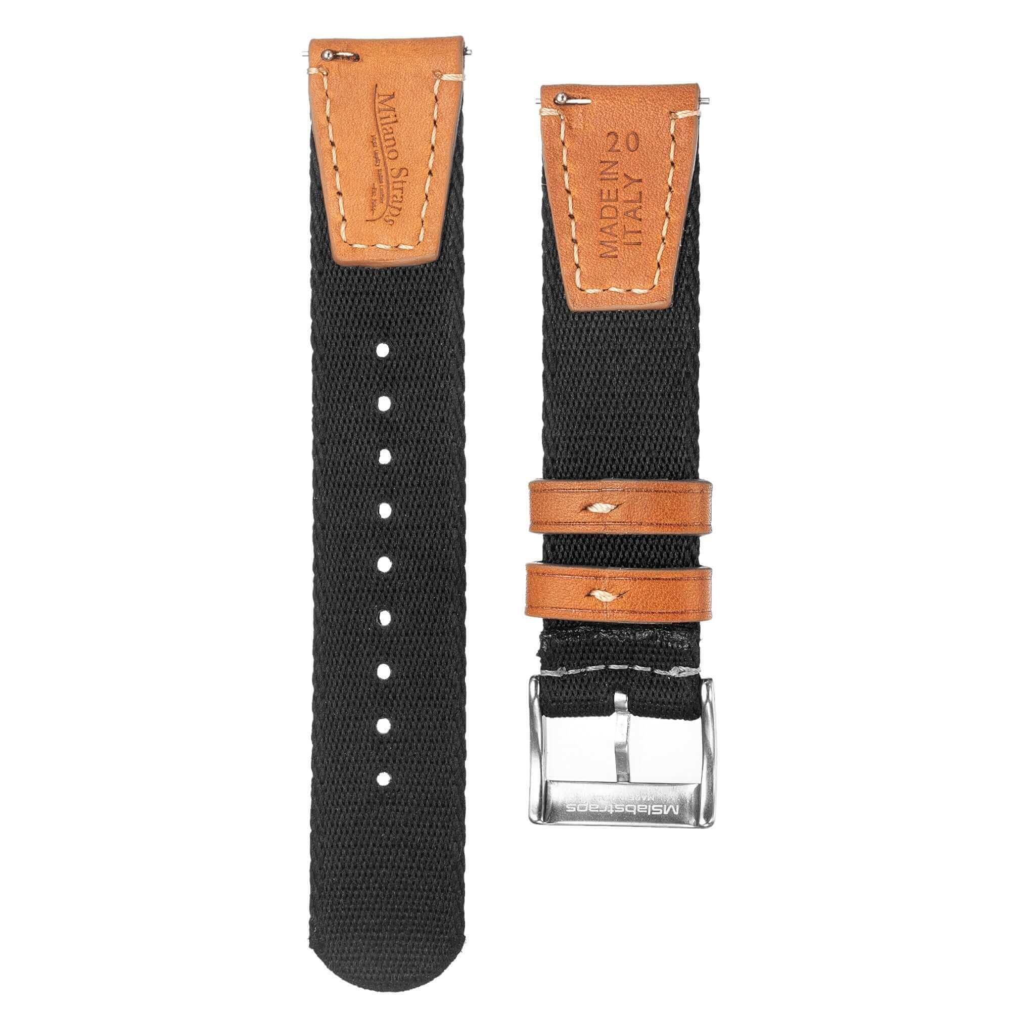 Black Two Piece Eco-Friendly Nylon Military Strap - Military Watch Strap- Milano Straps