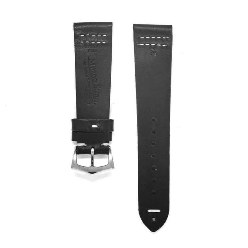 Black Vintage Leather Watch Strap - Leather strap- Milano Straps