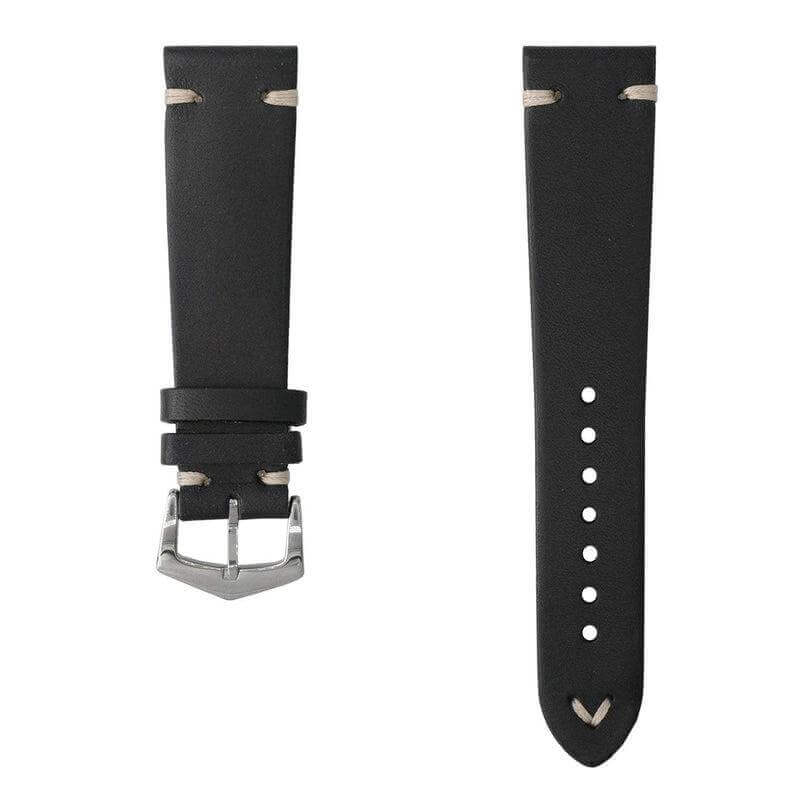 Black Vintage Leather Watch Strap - Black Color - Leather strap- Milano Straps