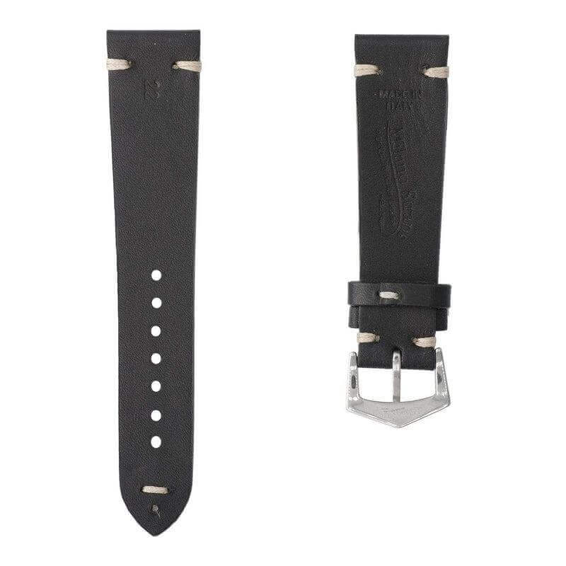 Black Vintage Leather Watch Strap - Black Color - Leather strap- Milano Straps