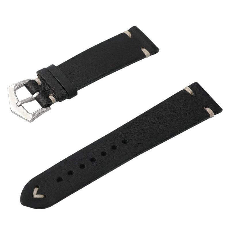 Black Vintage Leather Watch Strap - Black Color - Leather strap- Milano Straps