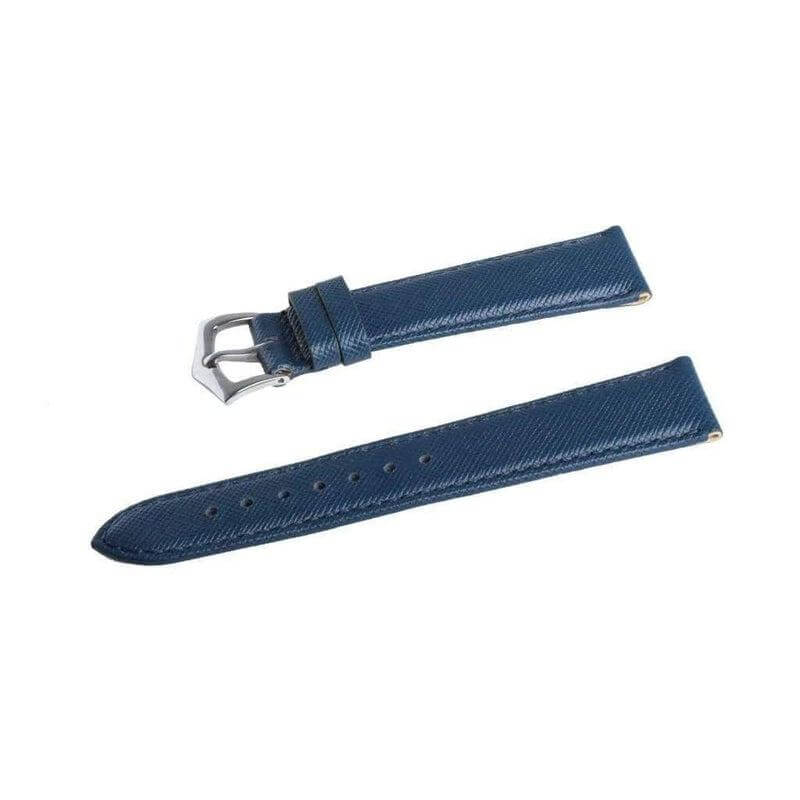 Blue Saffiano Folded Edge Blue Stitches Watch Strap - Leather strap- Milano Straps