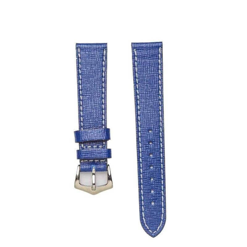 Blue Saffiano Leather Watch Strap - Leather strap- Milano Straps