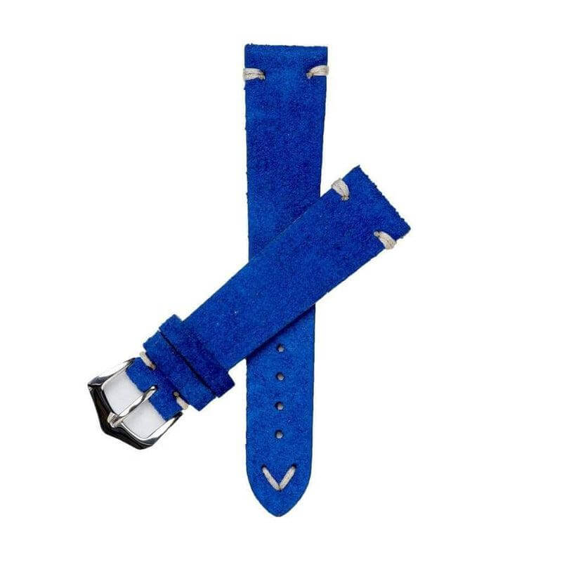Blu Suede Vintage Leather Watch Strap - Suede strap- Milano Straps