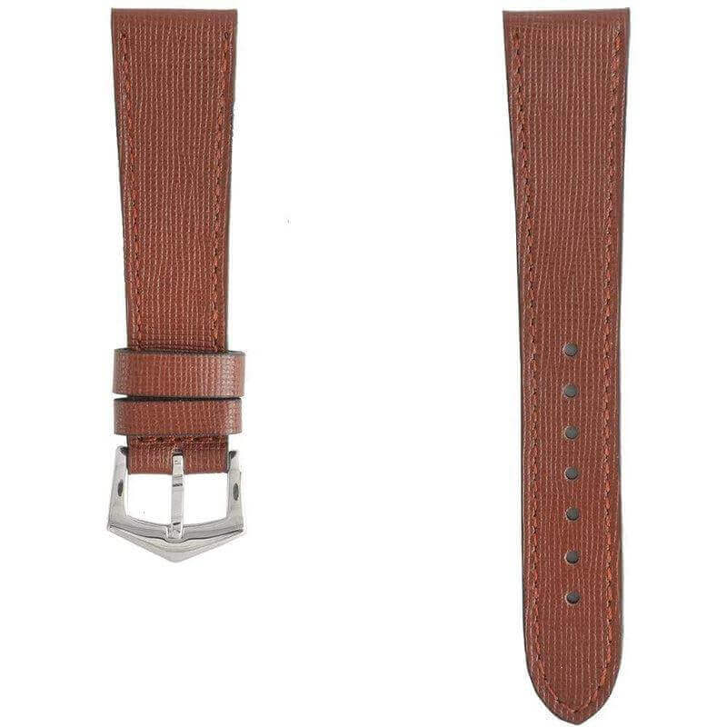 Brown Saffiano Leather Tone Stitching Watch Strap - Leather strap- Milano Straps
