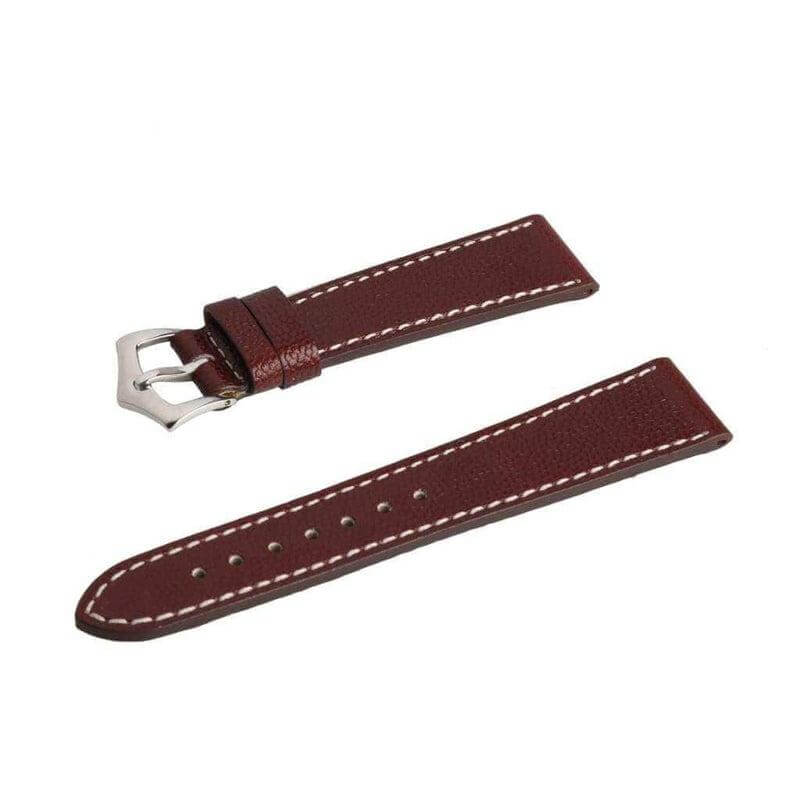Burgundy Hammered Calfskin Ecru Stitches Watch strap - Leather strap- Milano Straps