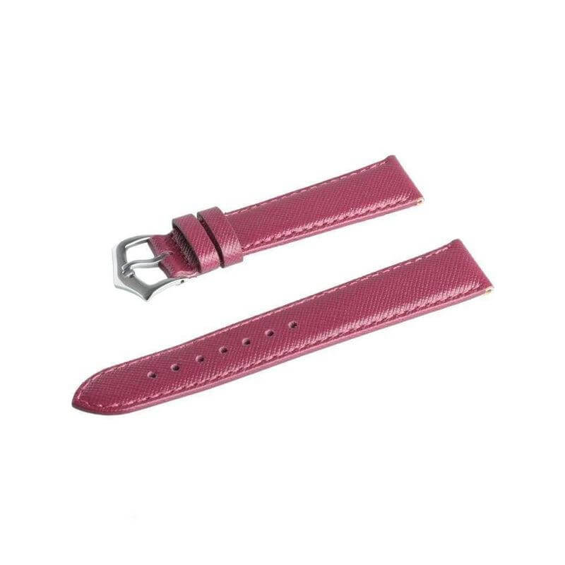 Burgundy Saffiano Folded Edge Burgundy Stitches Watch Strap - Leather strap- Milano Straps