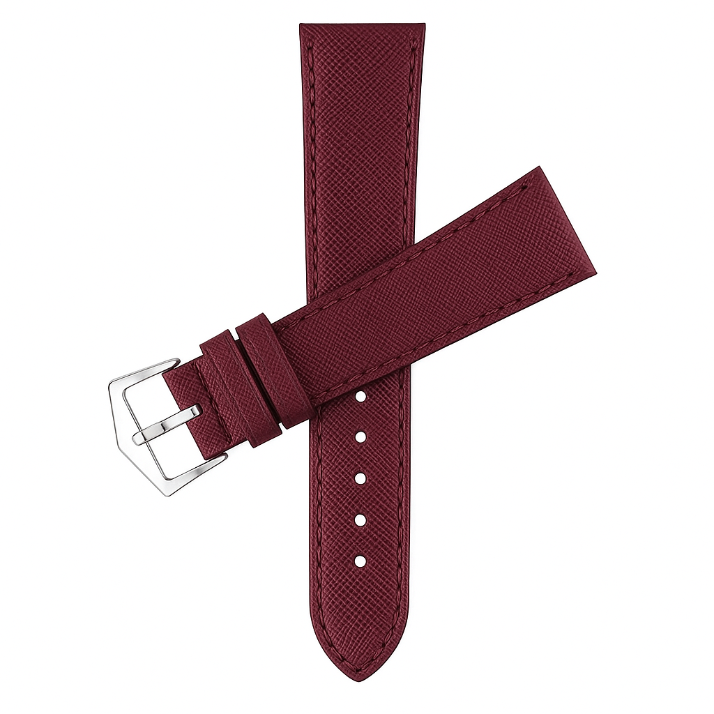 Burgundy Saffiano Leather Watch Strap