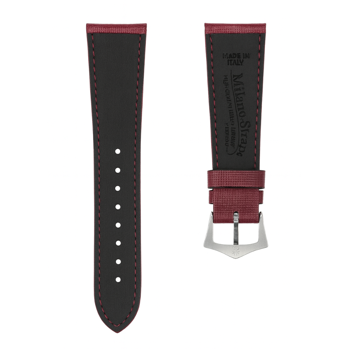 Burgundy Saffiano Leather Watch Strap