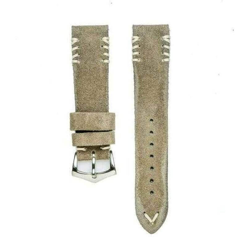 Camel Suede Watch Strap Tribal White stitches - Suede strap- Milano Straps
