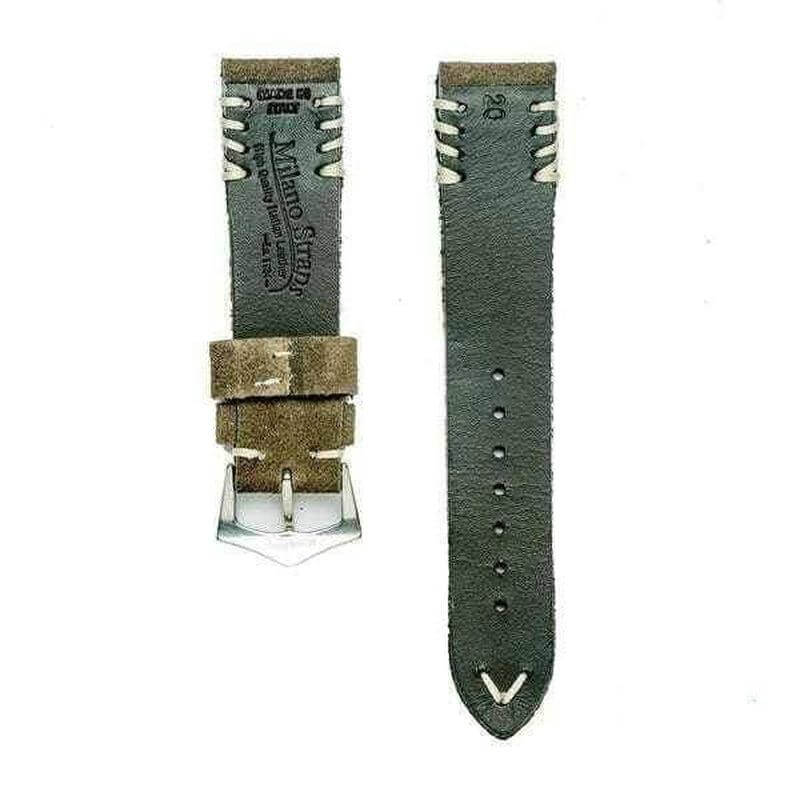 Camel Suede Watch Strap Tribal White stitches - Suede strap- Milano Straps