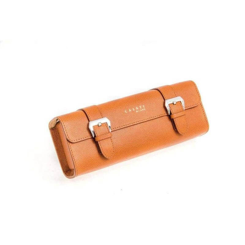 Casati Milano Travel Case Rectangular Epsom Leather Brown color - Travel Case- Milano Straps