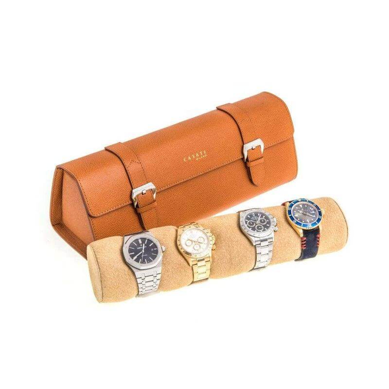 Casati Milano Travel Case Triangular Epsom Leather Brown - Travel Case- Milano Straps