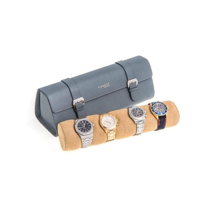 Casati Milano Travel Case Triangular Epsom Leather - Grey - Travel Case- Milano Straps