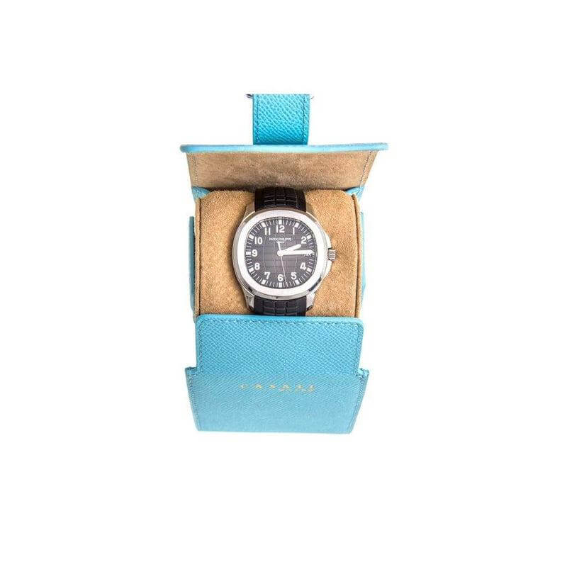 Casati Milano Travel Case Triangular Epsom Leather Light Blue - Travel Case- Milano Straps