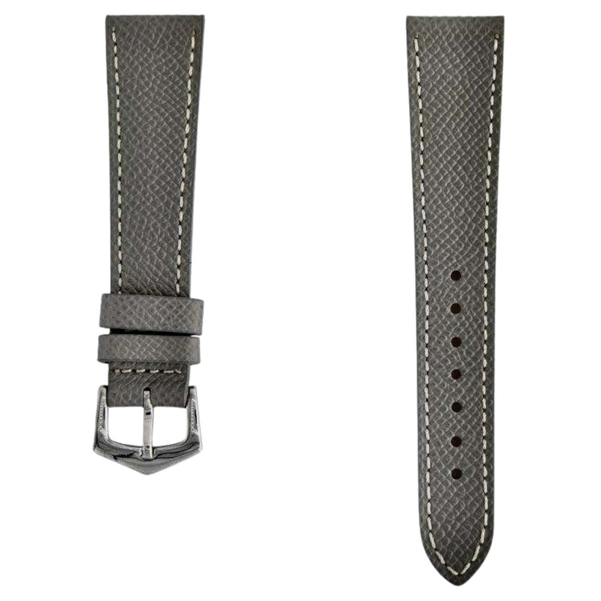 Charcoal Grey Hammered Calfskin Ecru Stitches Watch strap