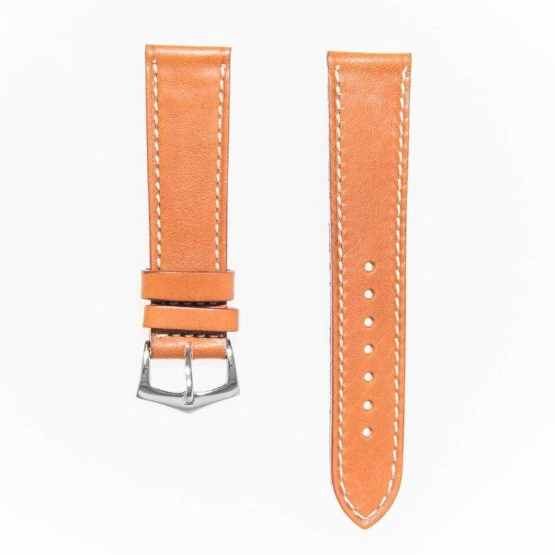 Cognac Barenia Leather Flat Watch Strap - Leather strap- Milano Straps