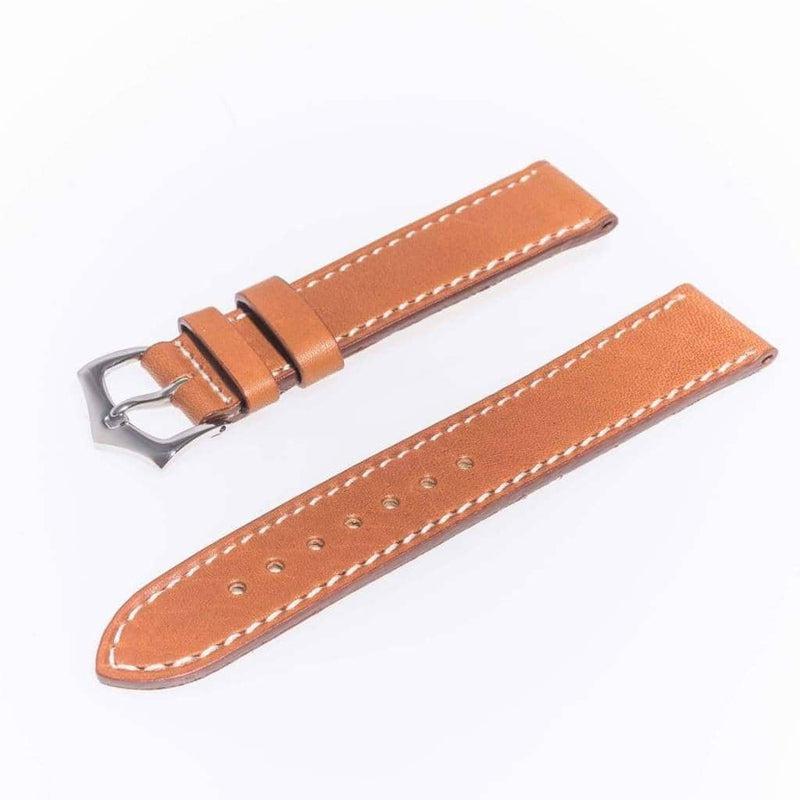 Cognac Barenia Leather Flat Watch Strap - Leather strap- Milano Straps