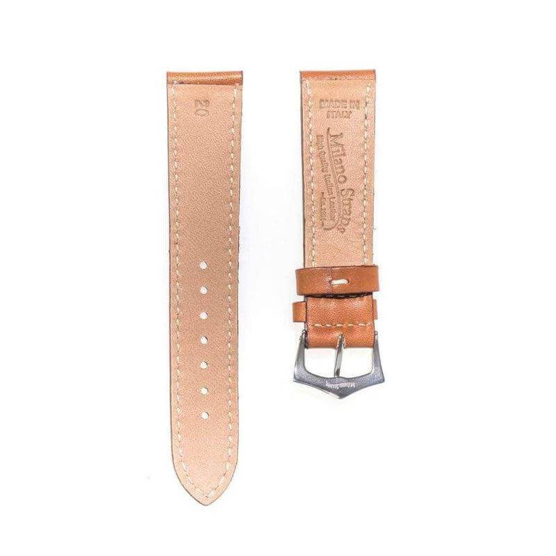 Cognac Barenia Leather Flat Watch Strap - Leather strap- Milano Straps