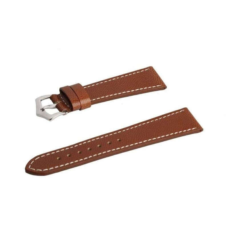 Cognac Hammered Calfskin Ecru Stitches Watch strap - Leather strap- Milano Straps