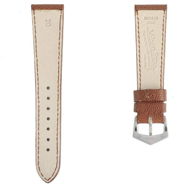 Cognac Hammered Calfskin Watch strap - Leather strap- Milano Straps