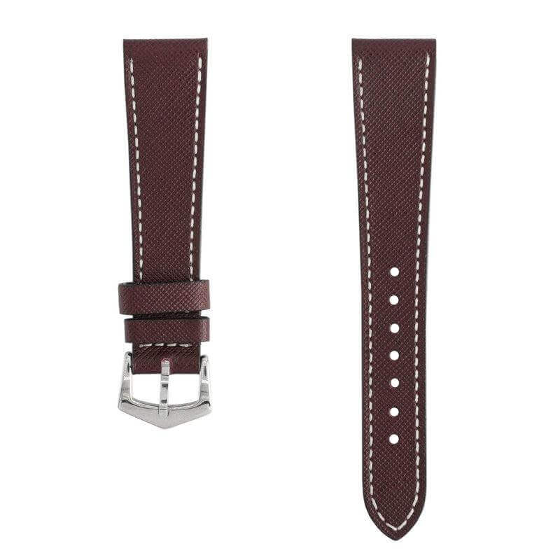 Cognac Saffiano  Leather Watch Strap - Leather strap- Milano Straps