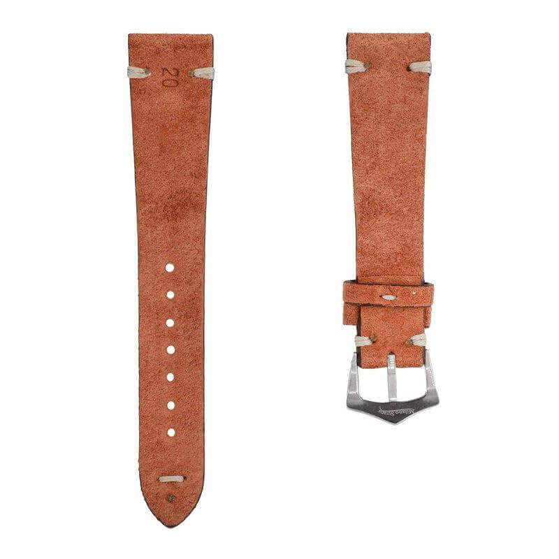 Cognac Suede Vintage Leather Watch Strap - Suede strap- Milano Straps