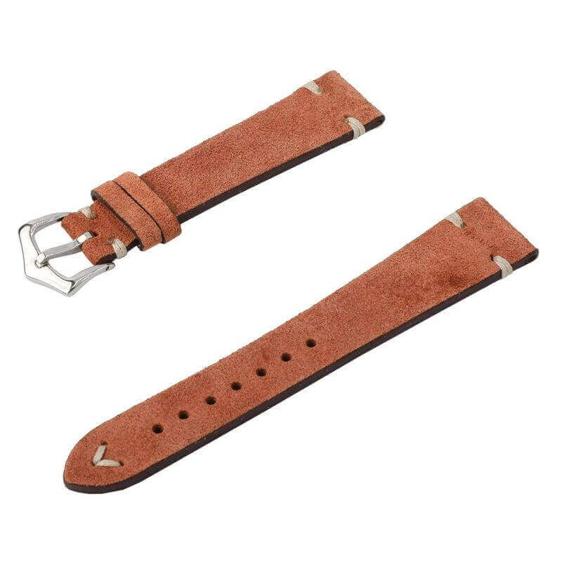 Cognac Suede Vintage Leather Watch Strap - Suede strap- Milano Straps