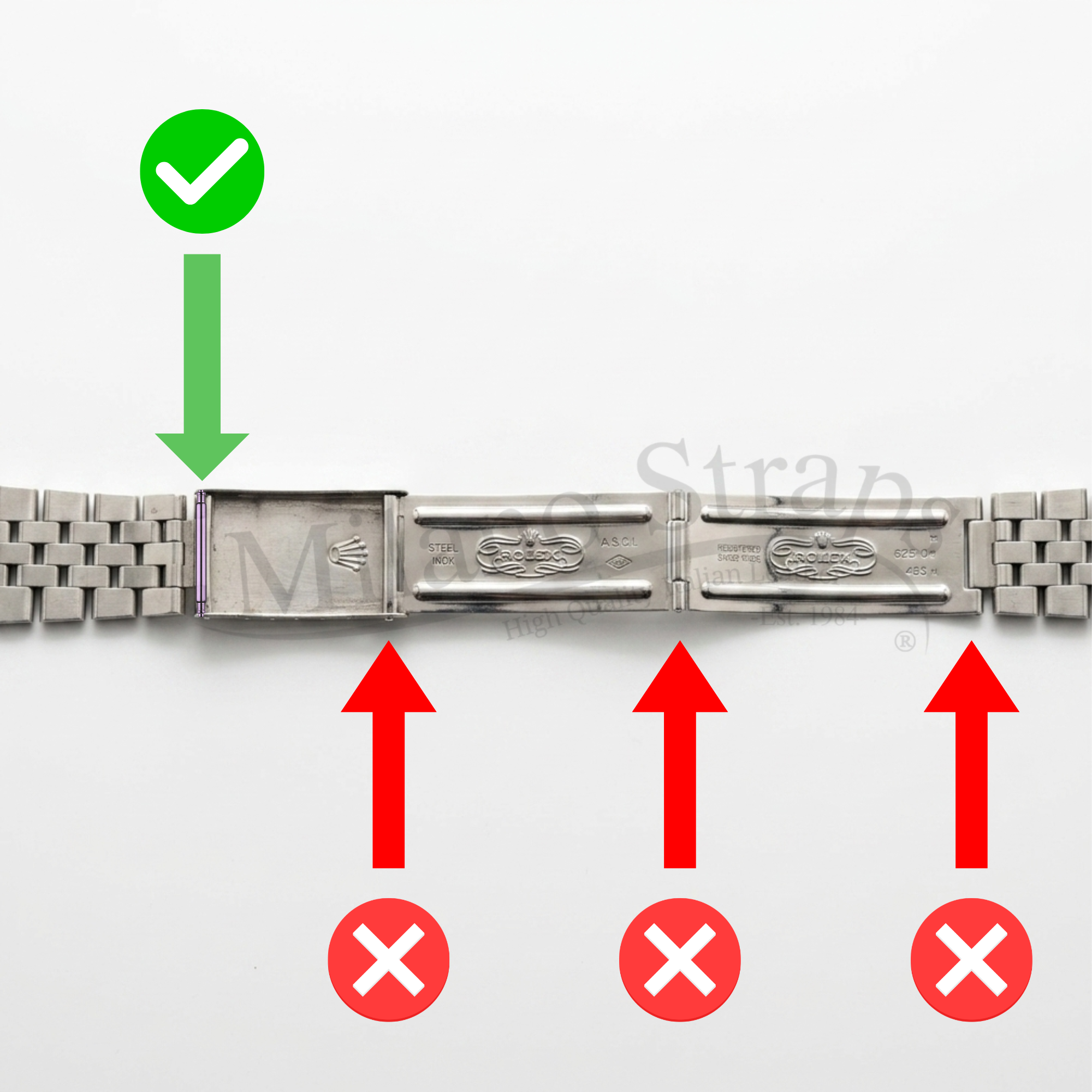 Rolex Buckle Clasp 16mm Spring Bar For Jubilee and Oyster Band Bracelets - Pair