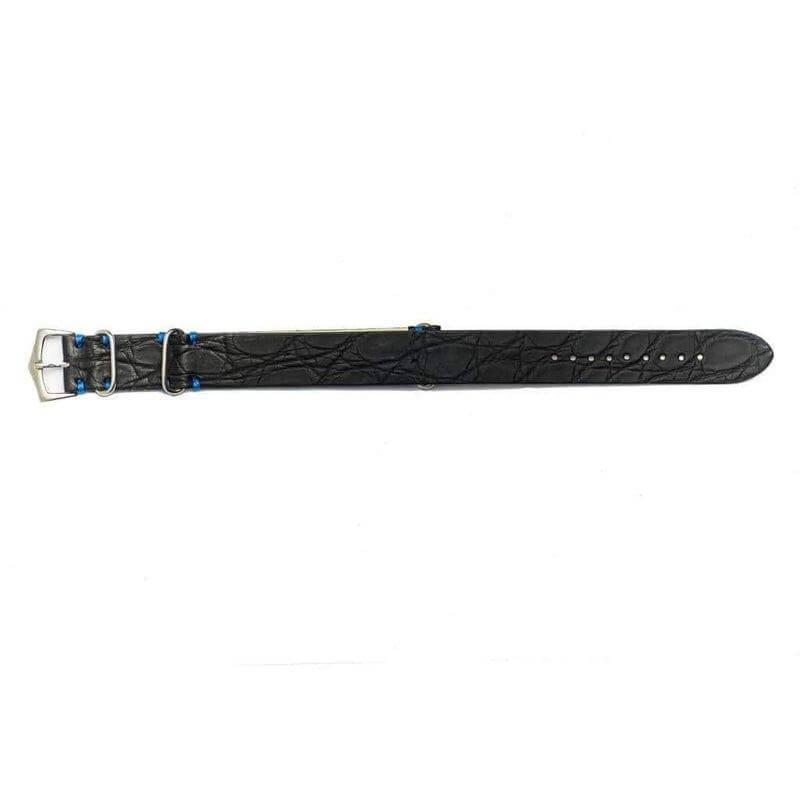 Crocodile Black and Blue Military Watch Strap - NATO Strap- Milano Straps