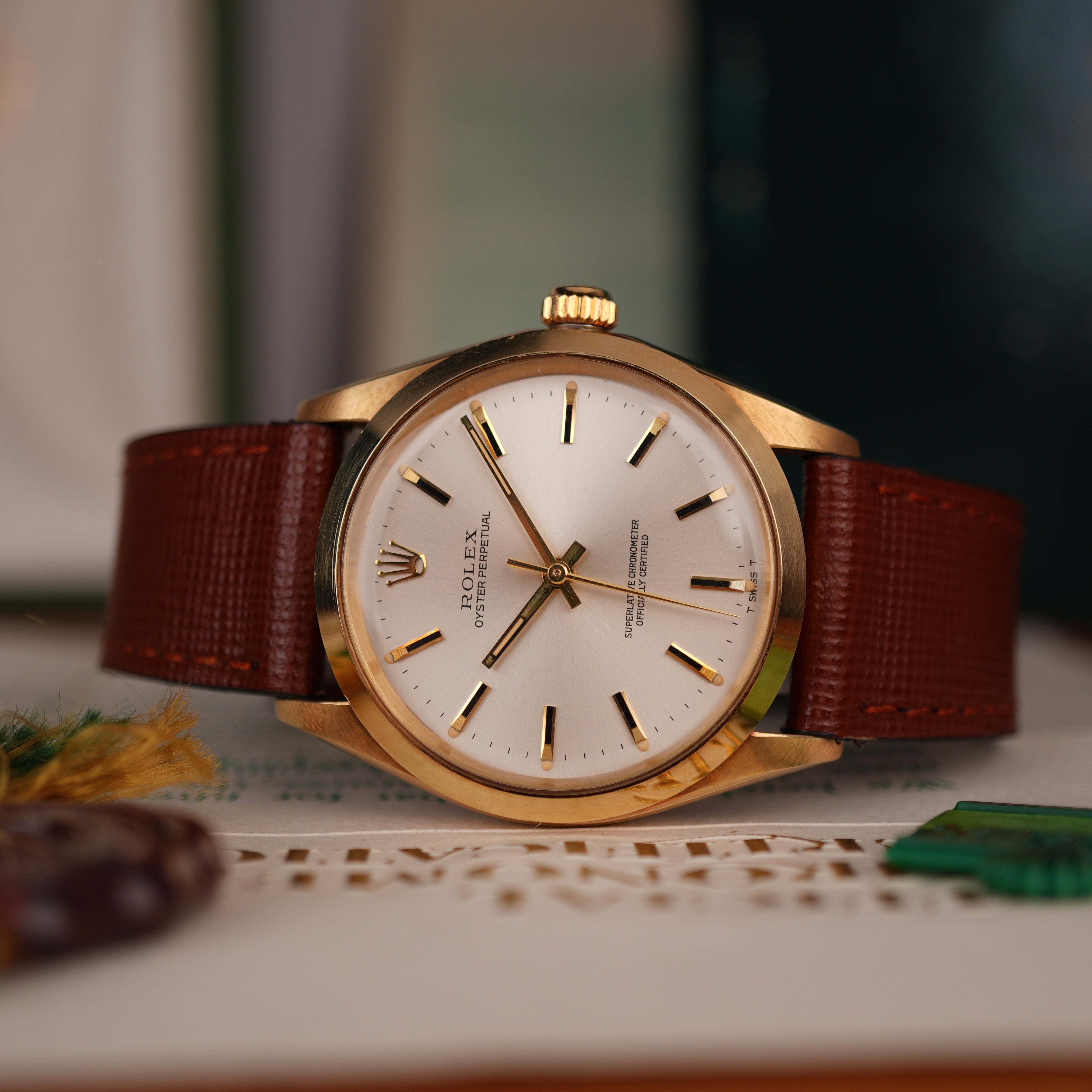 Brown Saffiano Leather Tone Stitching Watch Strap