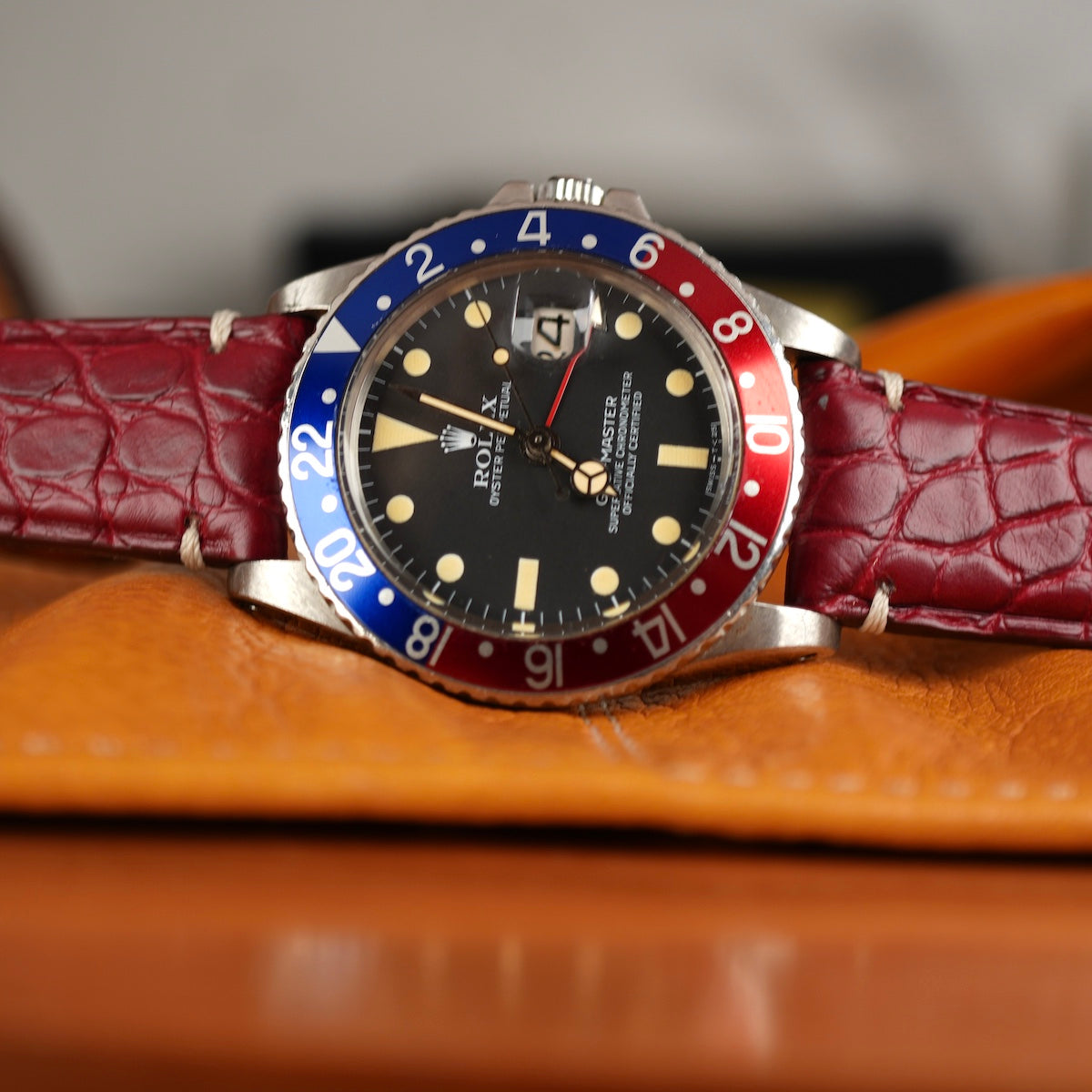 vintage rolex on premium fancy leather strap