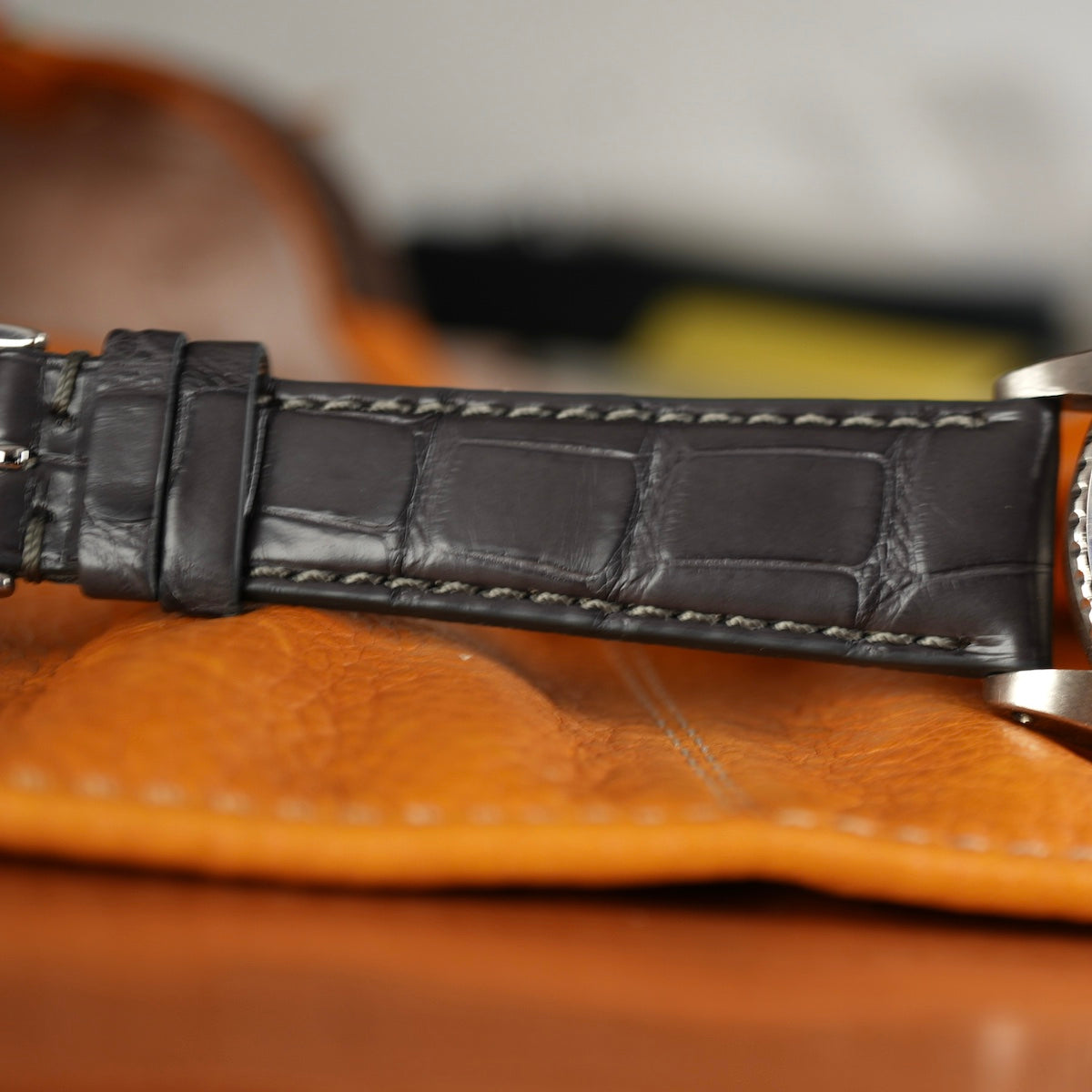 Matt Dark Grey Alligator Watch Strap