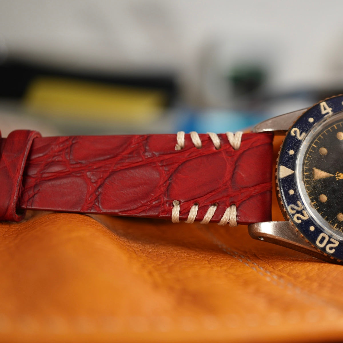 vintage rolex on alligator strap