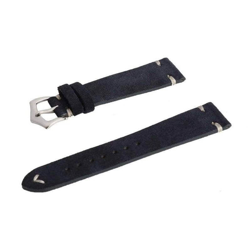 Dark Blue Suede Vintage Leather Watch Strap - Suede strap- Milano Straps