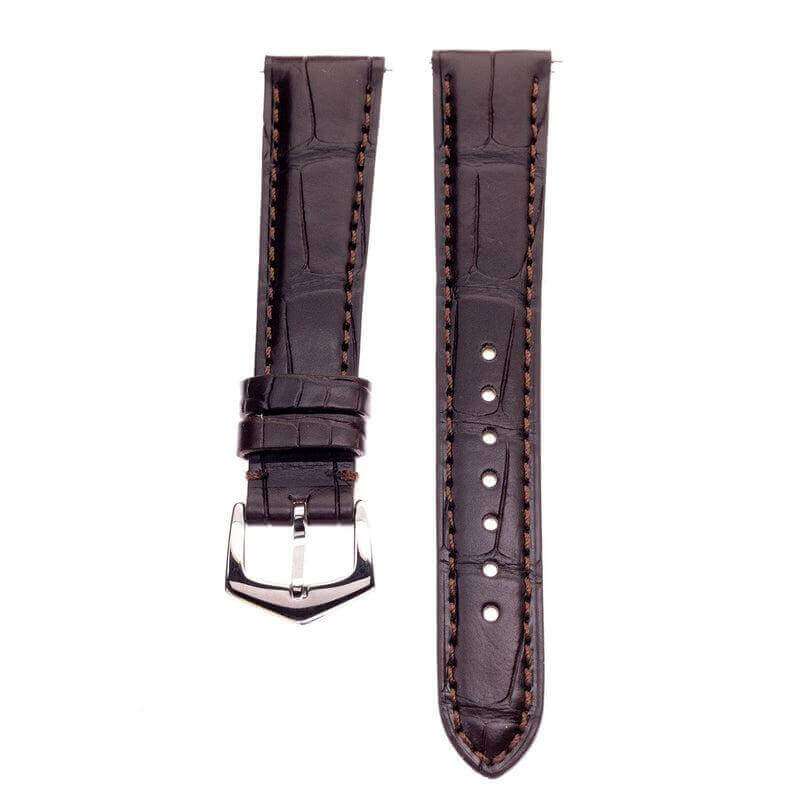Dark Brown Matt Alligator Watch Strap - Alligator Strap- Milano Straps