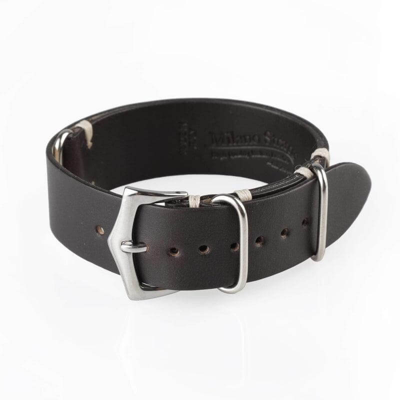 Dark Brown Military Leather Watch Strap - Military Watch Strap- Milano Straps