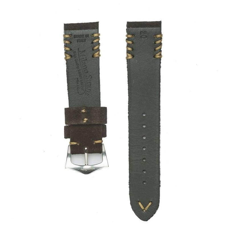 Dark Brown Suede Vintage Tribal Stitches - Suede strap- Milano Straps