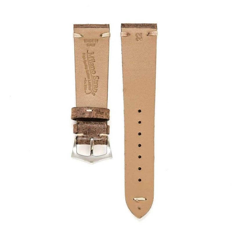 Dark Brown Vintage Leather Watch Strap - Brown - Leather strap- Milano Straps