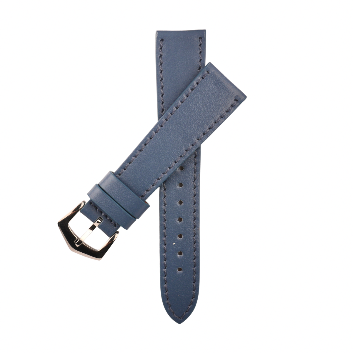 Denim Calfskin Leather Watch Strap Sides Stitches